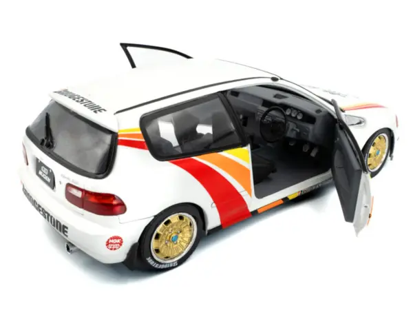 1991 Honda Civic (EG6) RHD (Right Hand Drive) "Mugen Racing" White with Stripes 1/18 Diecast Model Car by Solido #2