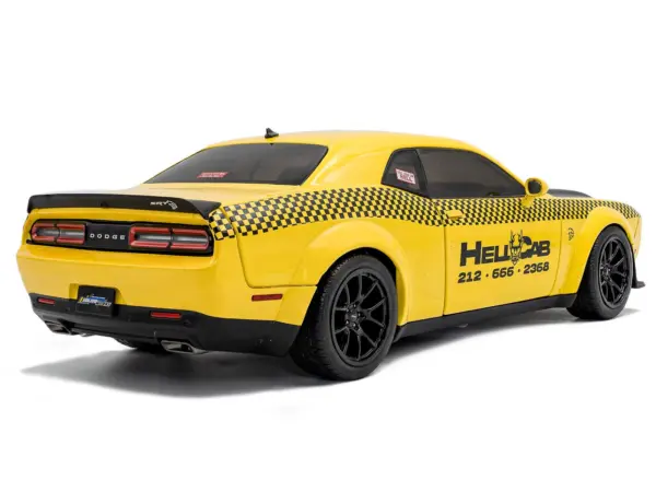 2023 Dodge Challenger SRT Hellcat Redeye Widebody Taxi "NYC Hellcab" Yellow with Black Hood and Graphics 1/18 Diecast Model Car by Solido #4