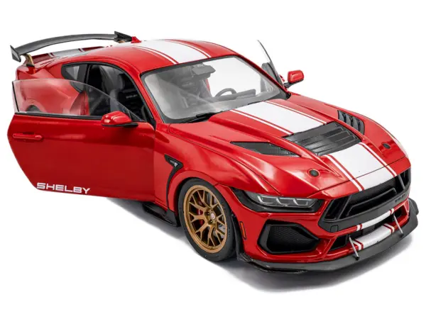 2024 Ford Shelby Mustang Super Snake Race Red with White Stripes 1/18 Diecast Model Car by Solido #2