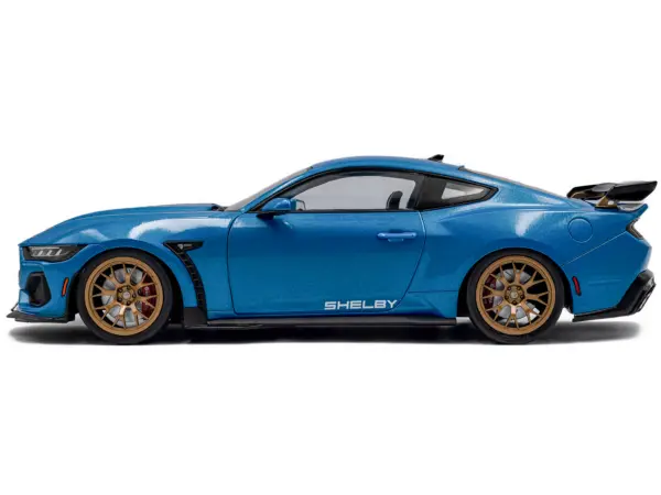 2024 Ford Shelby Mustang Super Snake Grabber Blue Metallic with Black Stripes 1/18 Diecast Model Car by Solido #3