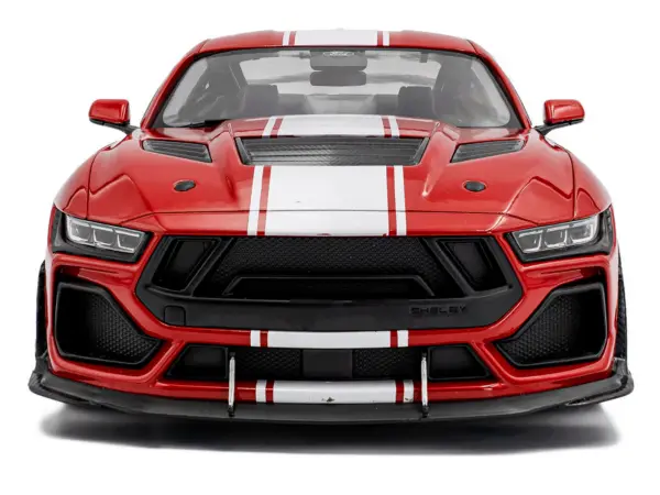 2024 Ford Shelby Mustang Super Snake Race Red with White Stripes 1/18 Diecast Model Car by Solido #5