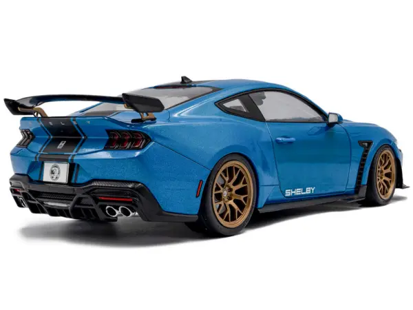 2024 Ford Shelby Mustang Super Snake Grabber Blue Metallic with Black Stripes 1/18 Diecast Model Car by Solido #4