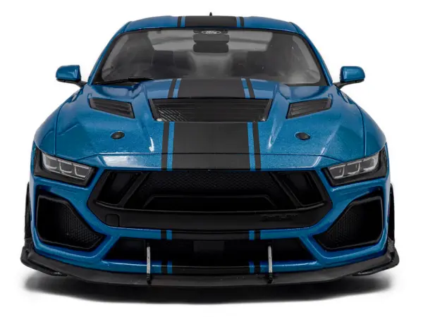 2024 Ford Shelby Mustang Super Snake Grabber Blue Metallic with Black Stripes 1/18 Diecast Model Car by Solido #5