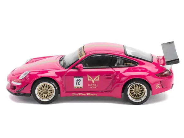 RWB 997 #12 "Hotel Ava" Pink Metallic 1/64 Diecast Model Car by Pop Race #2