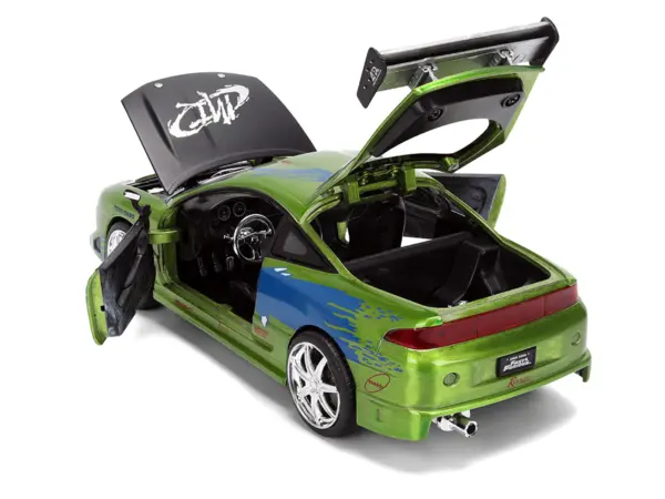 Brian's Mitsubishi Eclipse Green Brush Finish "The Fast and the Furious" (2001) Movie 25 Years of Fast & Furious Anniversary 1/24 Diecast Model Car by Jada #4