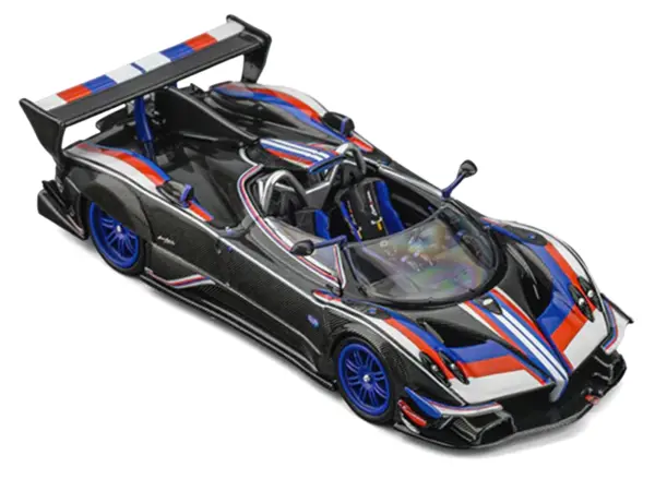 Pagani Zonda Revo Barchetta Carbon with Red White and Blue Stripes 1/64 Diecast Model Car by CM Model #4