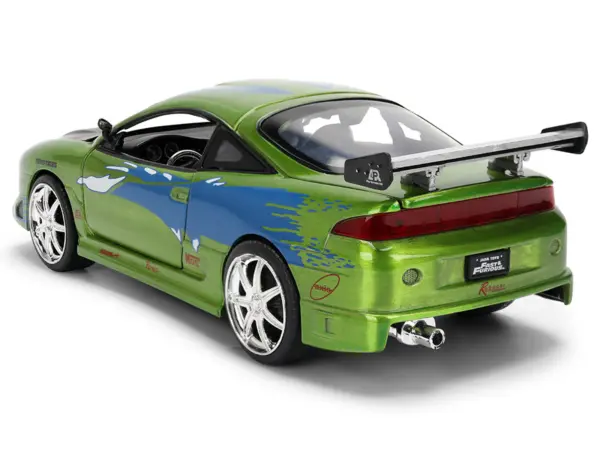 Brian's Mitsubishi Eclipse Green Brush Finish "The Fast and the Furious" (2001) Movie 25 Years of Fast & Furious Anniversary 1/24 Diecast Model Car by Jada #5