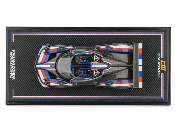 Pagani Zonda Revo Barchetta Carbon with Red White and Blue Stripes 1/64 Diecast Model Car by CM Model #5