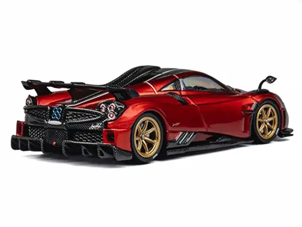 Pagani Imola Red Metallic with Carbon Top and Stripes with Extra Wheels 1/64 Diecast Model Car by CM Model #3