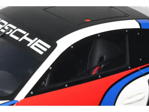 2023 Porsche 911 (992) GT3 R Rennsport White with Black Top and Red and Blue Graphics 1/18 Model Car by GT Spirit #3