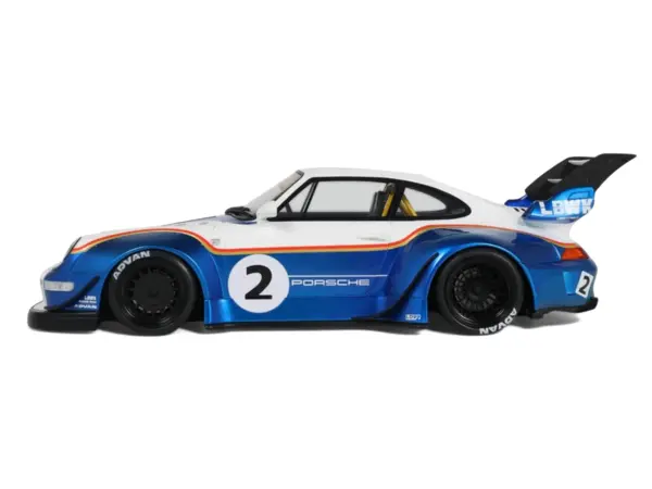 2023 RWB x Liberty Walk 993 #2 White and Blue Metallic with Graphics 1/18 Model Car by GT Spirit #4