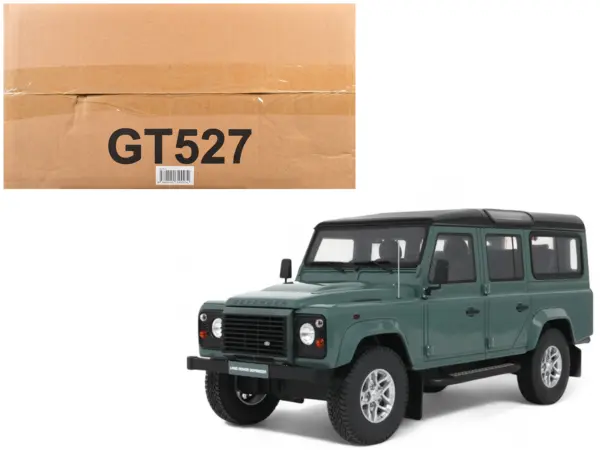 2016 Land Rover Defender 3 Station Wagon Green with Black Top 1/18 Model Car by GT Spirit #1