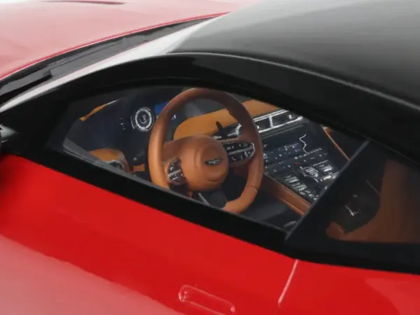 2023 Aston Martin DB12 Hyper Red with Black Top 1/18 Model Car by GT Spirit #3