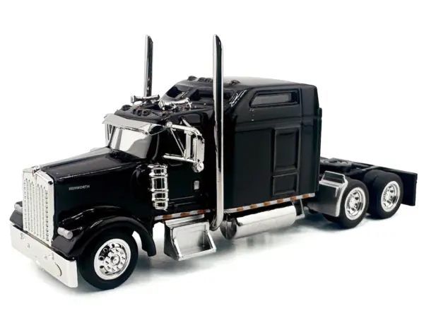 Kenworth W900L Truck Tractor with Sleeper Cab Black 1/87 (HO) Scale Plastic Model Car by HO Logistics #2
