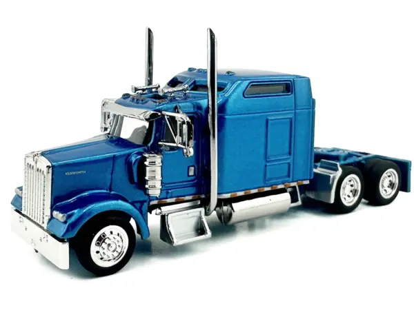 Kenworth W900L Truck Tractor with Sleeper Cab Blue Metallic 1/87 (HO) Scale Plastic Model Car by HO Logistics #2