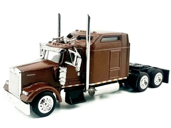Kenworth W900L Truck Tractor with Sleeper Cab Brown Metallic 1/87 (HO) Scale Plastic Model Car by HO Logistics #2