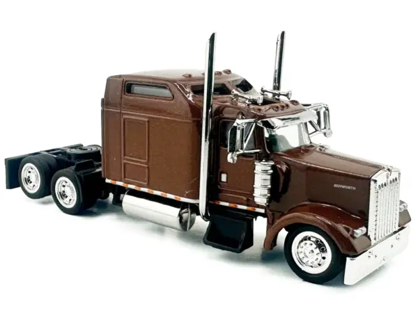 Kenworth W900L Truck Tractor with Sleeper Cab Brown Metallic 1/87 (HO) Scale Plastic Model Car by HO Logistics #3