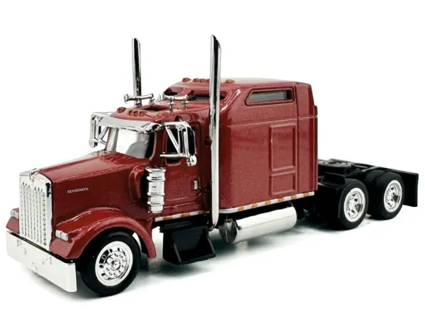 Kenworth W900L Truck Tractor with Sleeper Cab Red Metallic 1/87 (HO) Scale Plastic Model Car by HO Logistics #2