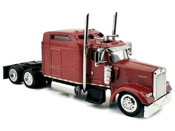 Kenworth W900L Truck Tractor with Sleeper Cab Red Metallic 1/87 (HO) Scale Plastic Model Car by HO Logistics #3