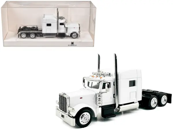 Peterbilt 389 Truck Tractor with Sleeper Cab White 1/87 (HO) Scale Plastic Model Car by HO Logistics #1