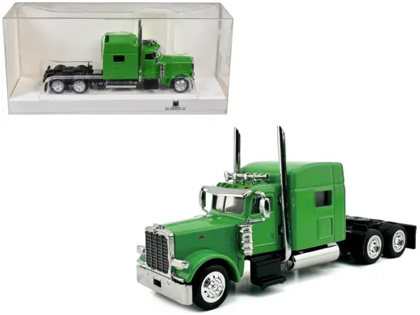 Peterbilt 389 Truck Tractor with Sleeper Cab Lime Green 1/87 (HO) Scale Plastic Model Car by HO Logistics #1