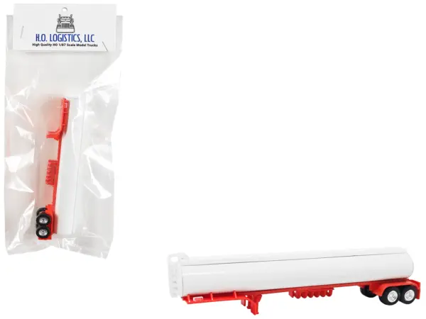 Tanker Trailer White and Red 1/87 (HO) Scale Plastic Model by HO Logistics #1
