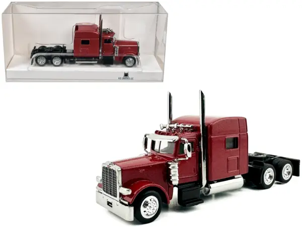 Peterbilt 389 Truck Tractor with Sleeper Cab Red Metallic 1/87 (HO) Scale Plastic Model Car by HO Logistics #1