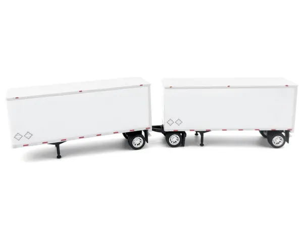 28' Dry Van Double Pup Trailers White Set of 2 pieces 1/87 (HO) Scale Plastic Model by HO Logistics #2