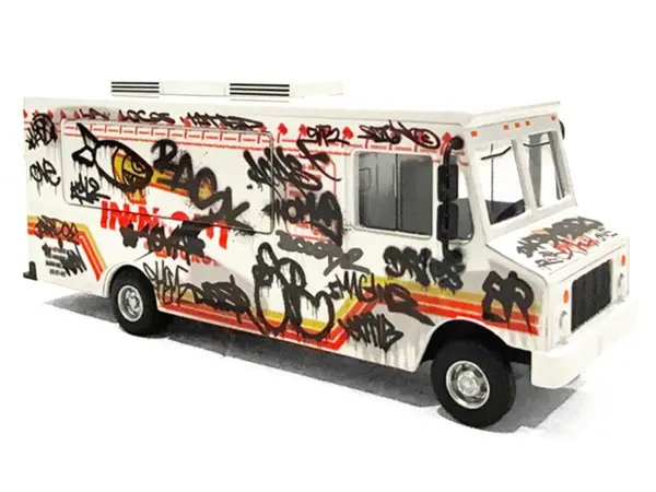 Food Truck "The Graffiti Truck" White with Graphics 1/64 Diecast Model by American Diorama #2