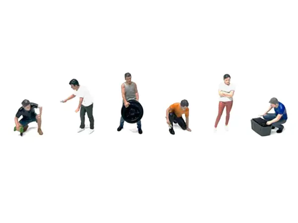 "Car Meet 5" 6 piece Diecast Figure Set Limited Edition for 1/64 Scale Models by American Diorama #2