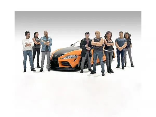 "Car Meet 3" 8 piece Figure Set for 1/18 Scale Models by American Diorama #1