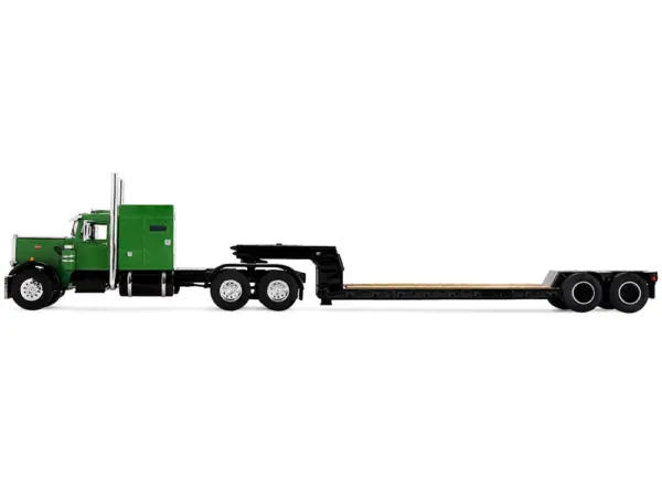 Peterbilt 351 with 60" Vintage Sleeper and Rogers Vintage Lowboy Trailer Green with Black Trailer 1/64 Diecast Model by DCP/First Gear #2