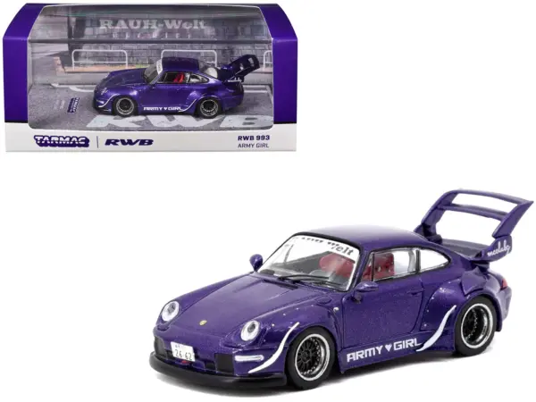 RWB 993 "Army Girl" Purple Metallic "Hobby64" Series 1/64 Diecast Model Car by Tarmac Works #1