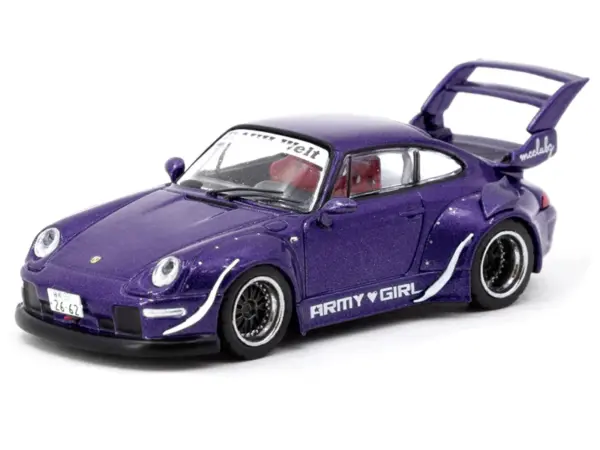 RWB 993 "Army Girl" Purple Metallic "Hobby64" Series 1/64 Diecast Model Car by Tarmac Works #2