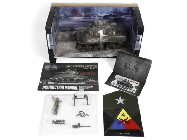 Sherman M4A3E2 (75) “Cobra King” Medium Tank “First in Bastogne” George Smith Patton’s 4th A.Div. 3rd Army Bastogne area (26 December 1944) "Engine Plus" Series 1/32 Diecast Model by Metal Proud #5