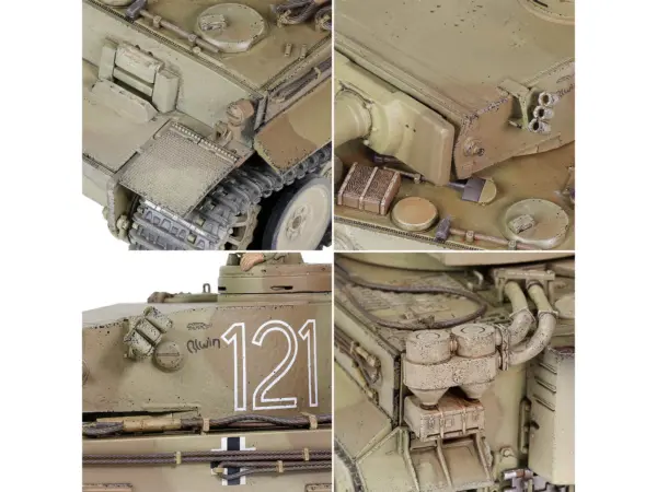 German Sd.Kfz.181 PzKpfw VI Tiger Ausf. E Heavy Tank #121 "Tiger Initial Production Model" "Schwere Panzerabteilung 501 North African Front Tunisia" (1943) "Engine Plus" 1/32 Diecast Model by Metal Proud #5