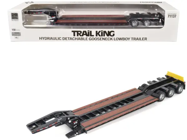 Trail King TK120 Hydraulic Detachable Gooseneck Lowboy Trailer Black (Outrigger Version) "Transport Series" 1/50 Diecast Model by Diecast Masters #1