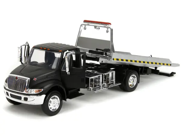 International DuraStar 4400 Flatbed Tow Truck Matt Black 1/24 Diecast Model Car by Jada #2