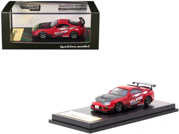 Toyota Supra (JZA80) RZ RHD (Right Hand Drive) "Eclipse Racing Concept" Red with Carbon Hood 1/64 Diecast Model Car by Ignition Model #1