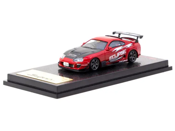 Toyota Supra (JZA80) RZ RHD (Right Hand Drive) "Eclipse Racing Concept" Red with Carbon Hood 1/64 Diecast Model Car by Ignition Model #2