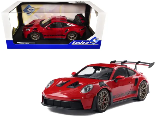 2024 Porsche 911 (992) GT3 RS Guards Red with Black Stripes 1/18 Diecast Model Car by Solido #1