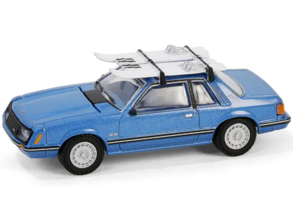 1981 Ford Mustang Ghia Coupe Blue Glow Metallic with Ski Roof Rack "Hobby Exclusive" Series 1/64 Diecast Model Car by Greenlight #2