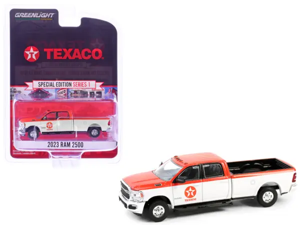 2023 Ram 2500 Pickup Truck "Texaco" Orange and White "Texaco Special Edition" Series 1 1/64 Diecast Model Car by Greenlight #1