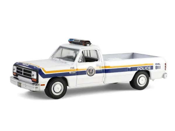 1990 Dodge Ram D250 Pickup Truck "Philadelphia PA Police Department" White with Stripes and Utility Trailer "Hot Pursuit Hitch & Tow" Series 1 1/64 Diecast Model Cars by Greenlight #4