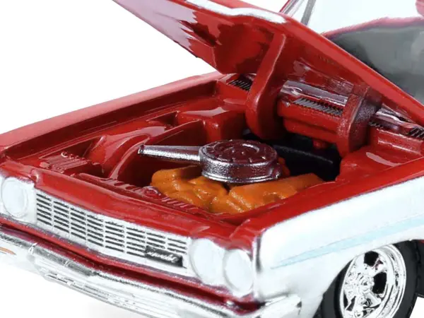 1964 Chevrolet Biscayne Lowrider Silver Metallic and Red Two-Tone "California Lowriders" Series 7 1/64 Diecast Model Car by Greenlight #2