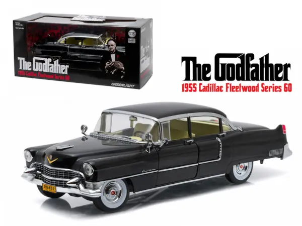 1955 Cadillac Fleetwood Series 60 Special Black "The Godfather" (1972) Movie 1/18 Diecast Model Car by Greenlight #1