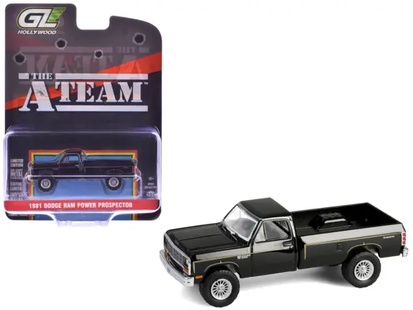 1981 Dodge Power Ram Prospector Pickup Truck Black "The A-Team" (1983-1987) TV Series "Hollywood Series" Release #43 1/64 Diecast Model Car by Greenlight #1