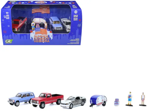 "Summer Cookout Diorama" Set of 7 pieces 1/64 Diecast Model Cars by Greenlight #1