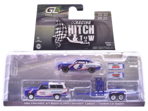 "Racing Hitch & Tow" Series #6 Set of 3 pieces 1/64 Diecast Model Cars by Greenlight #4