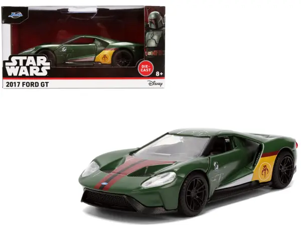 2017 Ford GT "Boba Fett" Livery Dark Green with Graphics "Star Wars" Franchise "Hollywood Rides" Series 1/32 Diecast Model Car by Jada #1
